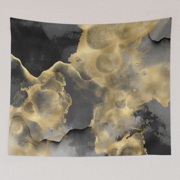 Item preview, Abstract Marble Texture, Black and Gold, Modern Art Prints designed and sold by meggydesigns.