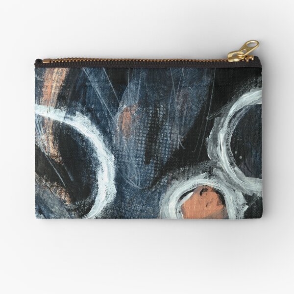 Peinture abstraite en noir, blanc, gris bleu, gris clair et corail (Frenesia n°1) Pochette