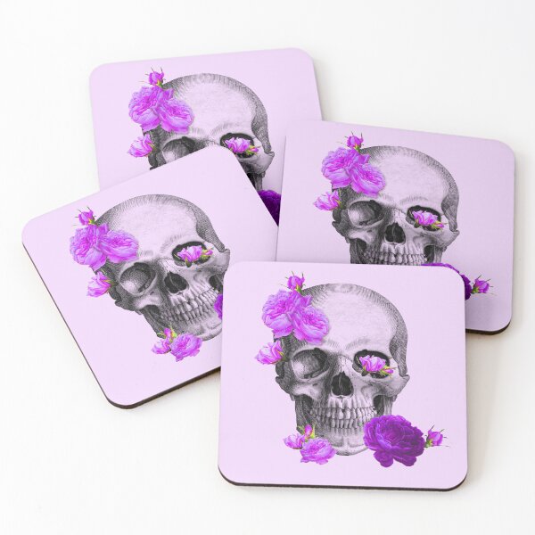 Item preview, Skull and violet flowers (purple) designed and sold by Madame Memento.