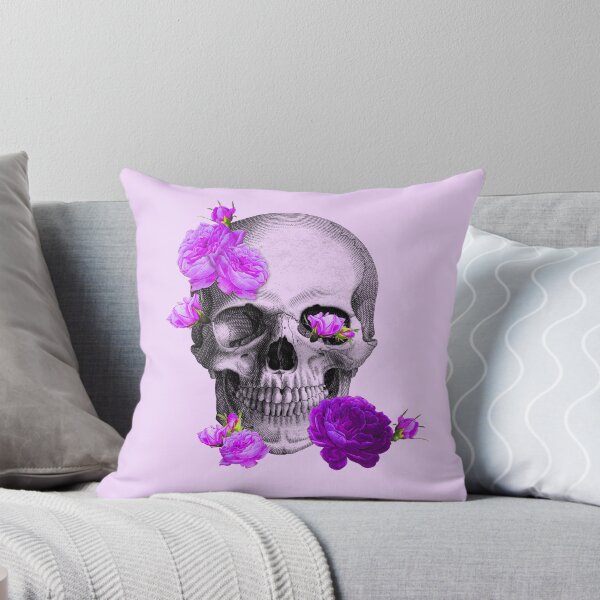 Item preview, Skull and violet flowers (purple) designed and sold by Madame Memento.