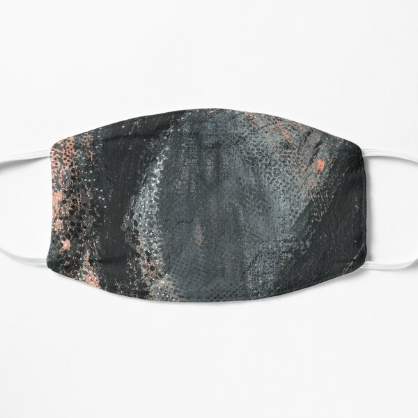 Peinture abstraite en noir, blanc, gris bleu, gris clair et corail (Frenesia n°3) Masque sans plis