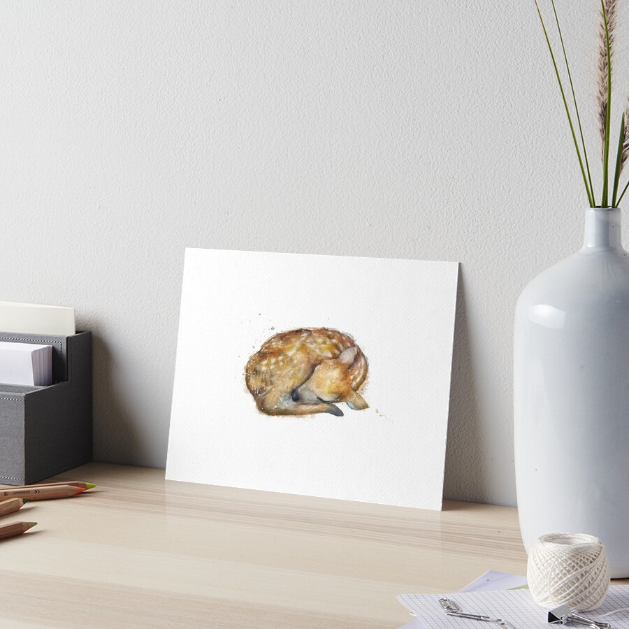 Sleeping Fawn Art Board Print
