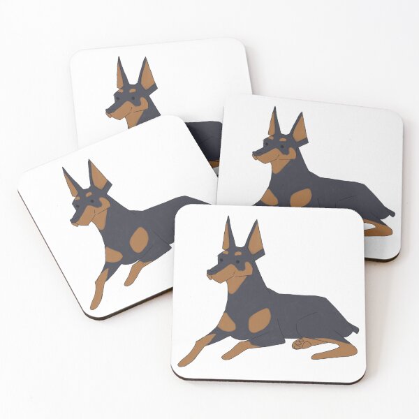 Item preview, Cute doberman dog sitting cartoon illustration  designed and sold by Yarafantasyart.
