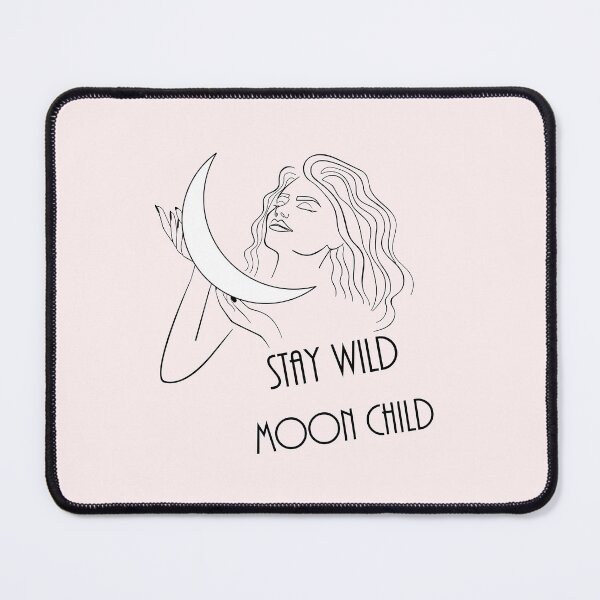 Item preview, Stay Wild Moon Child Slogan Line Art Woman with Moon designed and sold by Nina Baydur.