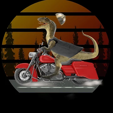 Artwork thumbnail, Dinosaur Raptor Riding Motor Bike by david parry