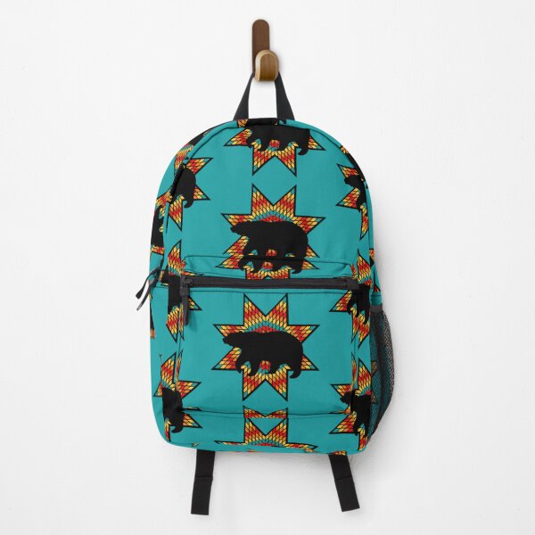 Item preview, Black Dark Turquoise Fire Bear StarQuilt Native Print designed and sold by JMWCD.