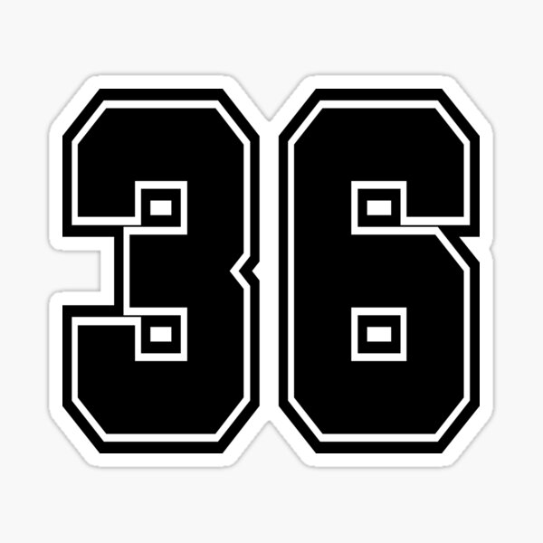 Number 36 White Black Stickers, Magnet