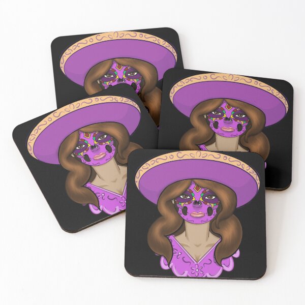 Item preview, Black background Purple Catrina charra designed and sold by KabronX.