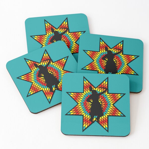 Item preview,  Black Dark Turquoise Fire Jingle Dress Dancer StarQuilt Native Print designed and sold by JMWCD.
