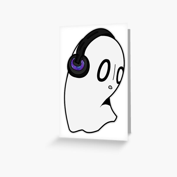 Mad Ghost Greeting Cards Redbubble - black headphones roblox warlocks