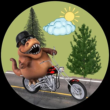 Artwork thumbnail,  Dinosaur Raptor Riding Motor Bike by david parry