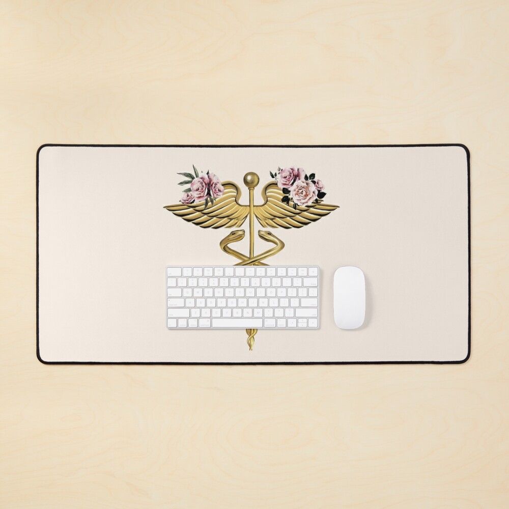 Coque et skin adhésive iPad for Sale avec l'œuvre « Caduceus Art Medical,  illustration médicale, autocollants caducée floral, symbole médical » de  l'artiste Collagedream