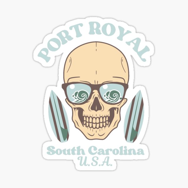 Item preview, Retro "Faded" Skull Port Royal, South Carolina, U.S.A., Blue Text- Surfing / Beach designed and sold by TimelessLocales.