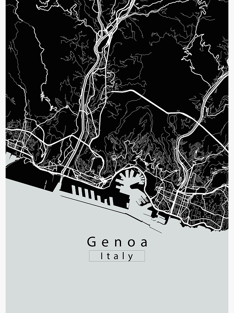 Genoa Italy City Map Dark Poster For Sale By Robin Niemczyk Redbubble 0387