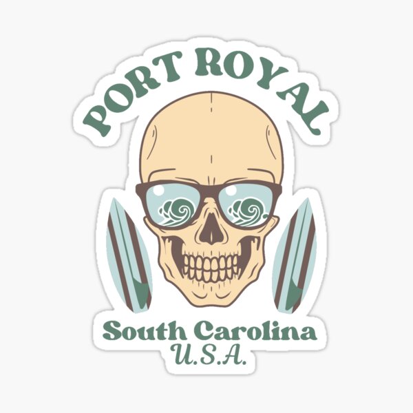 Item preview, Retro "Faded" Skull Port Royal, South Carolina, U.S.A., Green Text- Surfing / Beach designed and sold by TimelessLocales.