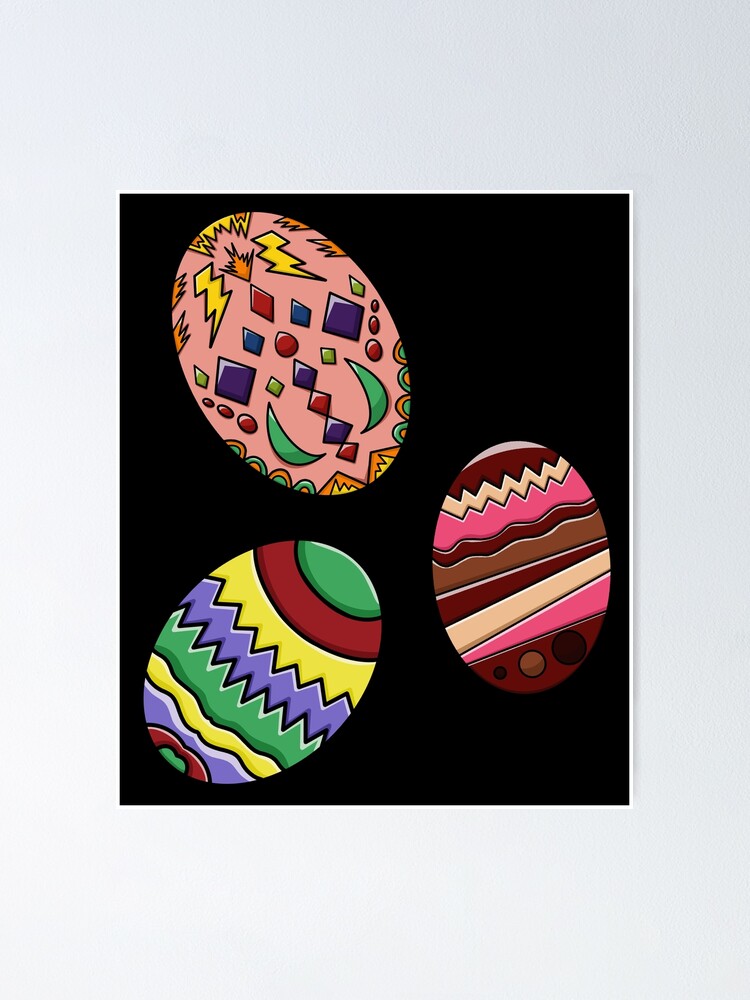 Conjunto de coloridos huevos de pascua decorados.