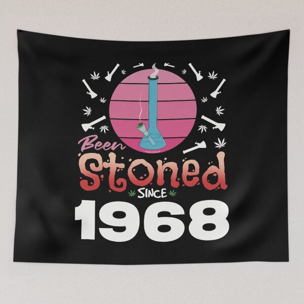 Item preview, Been stoned since 1968 (Pink retro vintage sunset with bong) designed and sold by YomeHayin.