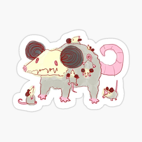 Vista previa del artículo con la obra «¡Familia de zarigüeyas con bebés!», diseñado y vendido por ghostcashew.