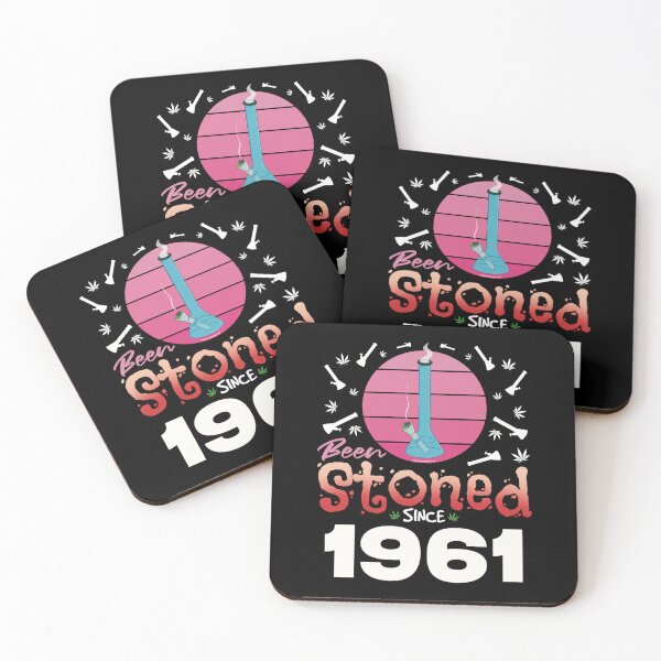 Item preview, Been stoned since 1961 (Pink retro vintage sunset with bong) designed and sold by YomeHayin.