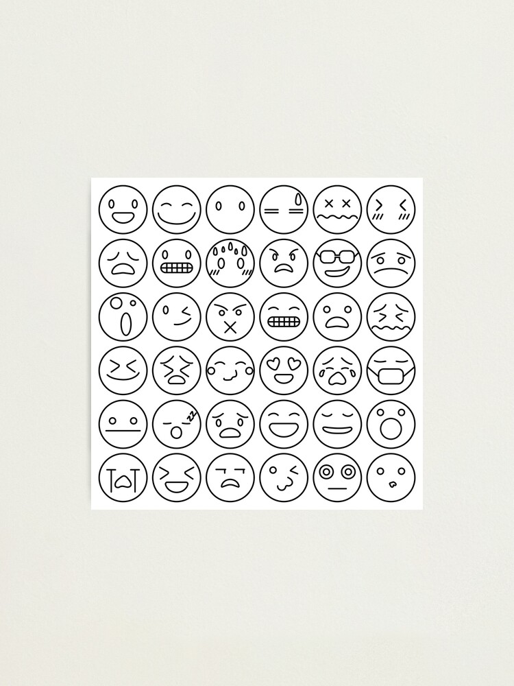 Emoticons Set Emoji Faces Collection Emojis Flat Style Happy And Sad Emoji Line Smiley Face 