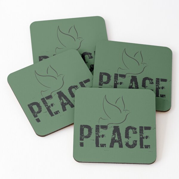 Artikelvorschau, PEACE Frieden auf Khakigrün mit Taube entworfen und verkauft von JANKETDesign.