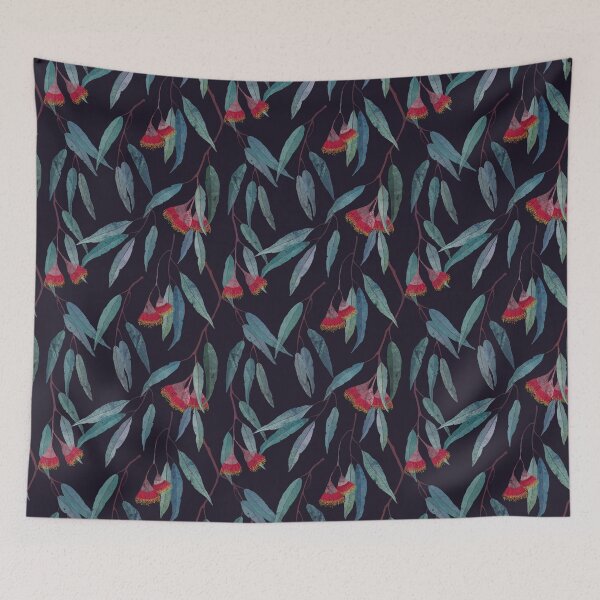 Item preview, Eucalyptus leaves and flowers on dark designed and sold by LavishSeason.