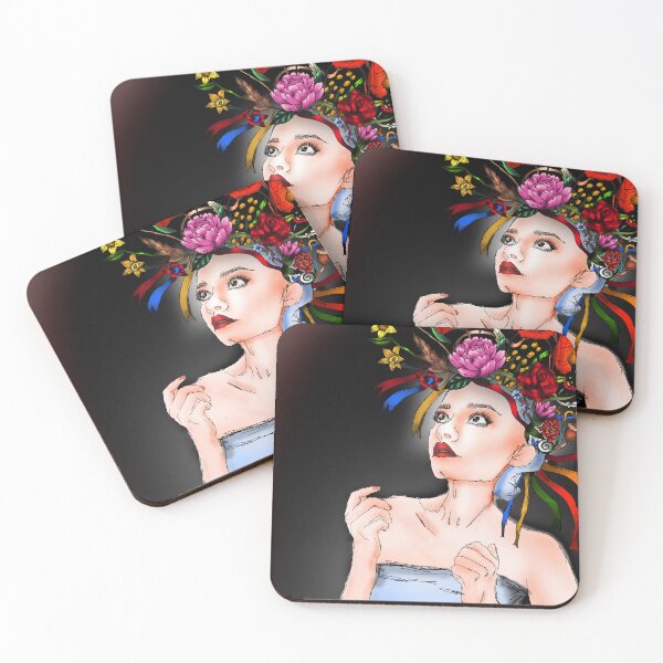 Item preview, Folk Flowery Girl Art designed and sold by auxrum.