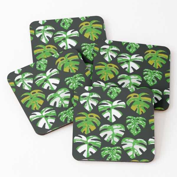 Item preview, Variegated Monstera Pattern in Gouache-Dark designed and sold by paintedpansy.
