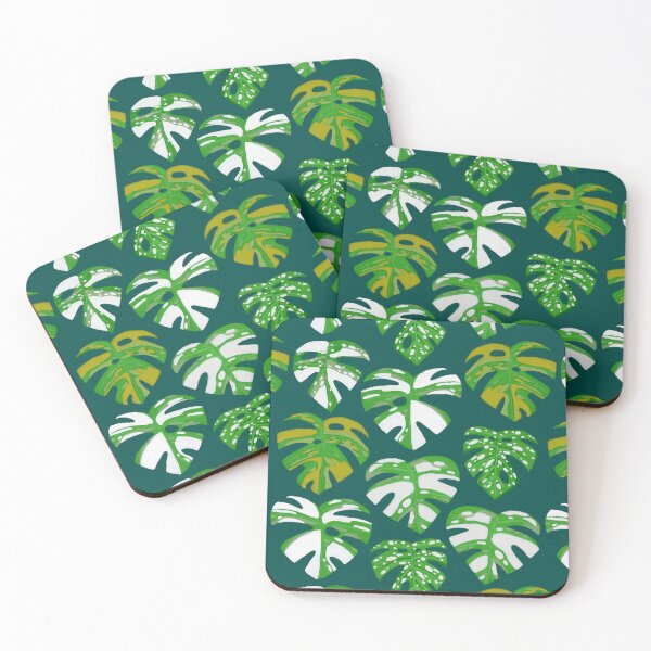 Item preview, Variegated Monstera Pattern in Gouache-Teal designed and sold by paintedpansy.