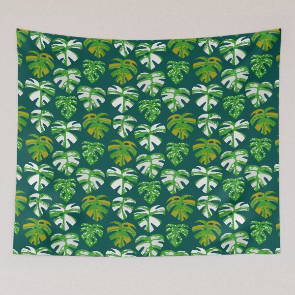 Item preview, Variegated Monstera Pattern in Gouache-Teal designed and sold by paintedpansy.