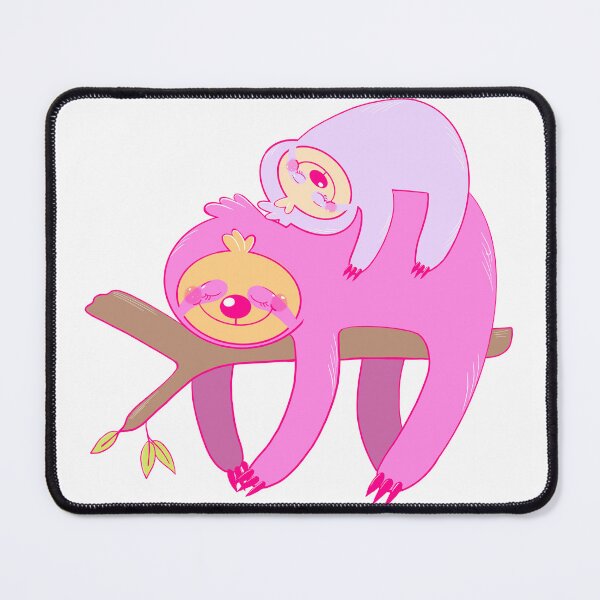 Aperçu de l'œuvre Maman et bébé paresseux rose et lilas créée et vendue par HersCreative.
