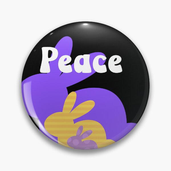 Item preview, Peace Bunny in Purple, yellow, lavender on a black background designed and sold by Mary Egan.