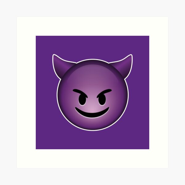 Devil Emoji Illustration (Purple BG) Art Print