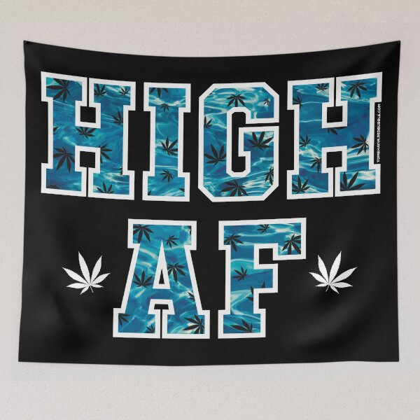 Item preview, High af pot leaf pattern blue water  designed and sold by YomeHayin.