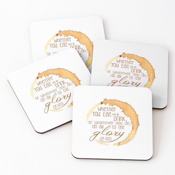 Item preview, Coffee-Stain 1Corinthians Eat or Drink Bible Verse designed and sold by MochaMeli.