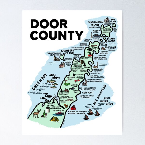 Door County Wisconsin Stainless Can Cooler Door County Koozie Map Can Koozie  Door County Insulated Can Cooler Door County Gift 