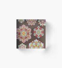 Rainbow Swirling Leaf Flower Henna Mandala Acrylic Block