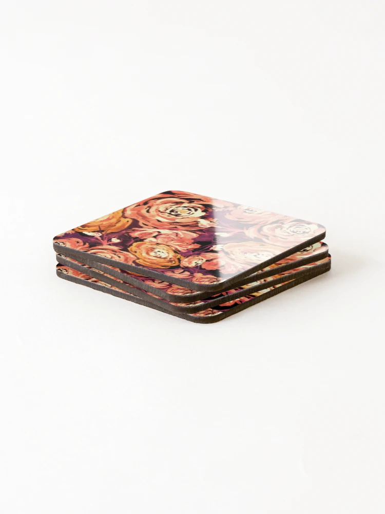Thumbnail 4 of 5, Coasters (Set of 4), Bronze Roses Pattern designed and sold by Sebastian Grafmann.