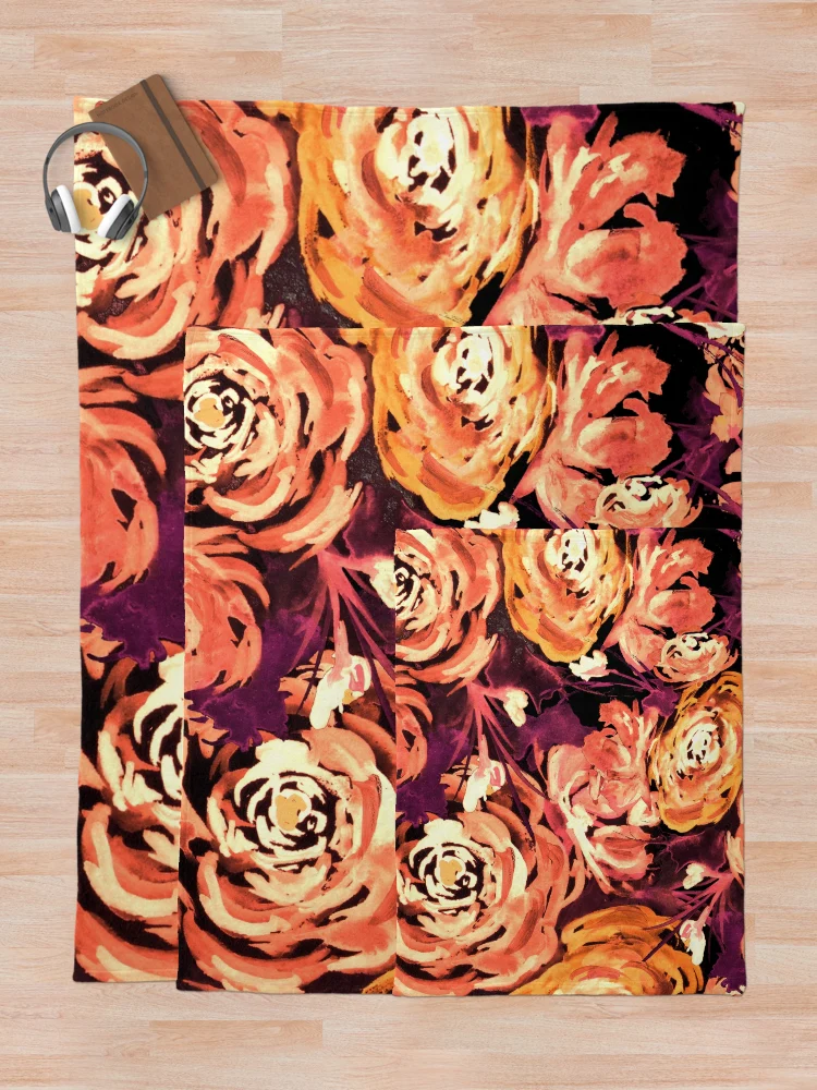 Thumbnail 5 of 6, Throw Blanket, Bronze Roses Pattern designed and sold by Sebastian Grafmann.