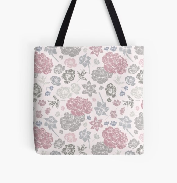 Pfingst Flowers - Pfingstrosen und Narzissen Allover-Print Tote Bag