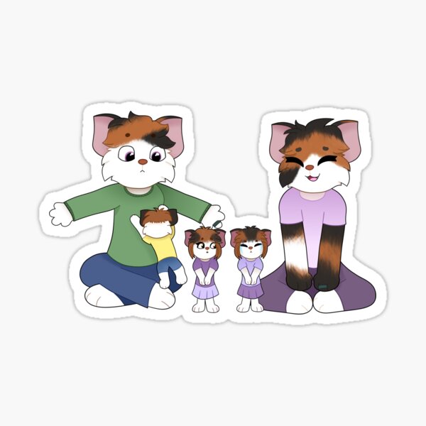 The Calico Family (Catherine, Jasper, and their triplet babies) Sticker