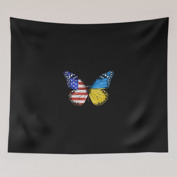 Item preview, American Ukrainian Butterfly With The America  Ukraine Flag On Wings designed and sold by AshleyConnelly.