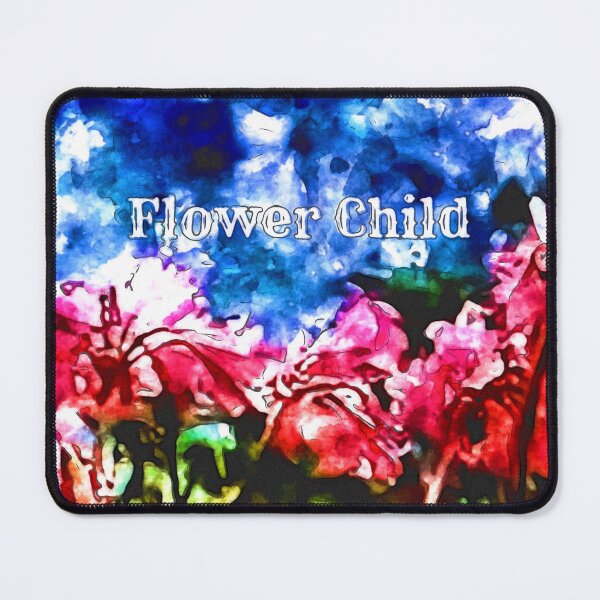 Item preview, Flower Child with Pink Flowers and Blue Skies Watercolor designed and sold by MediaArtbyMara.