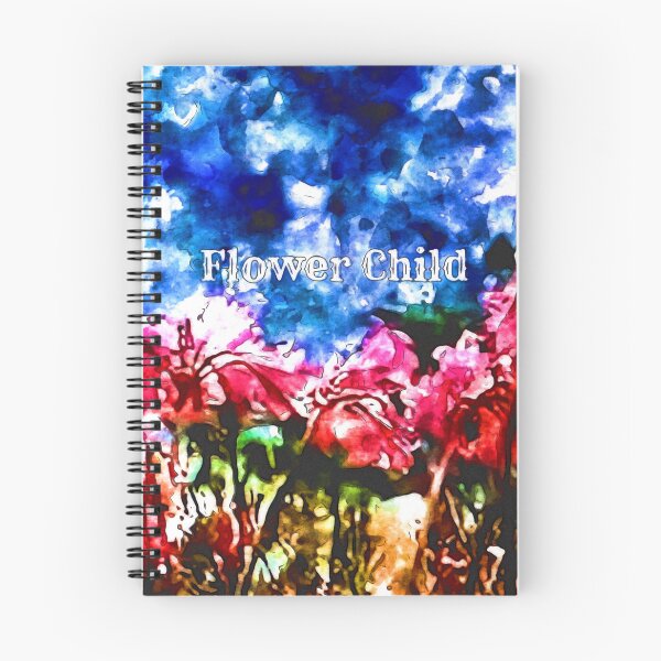 Item preview, Flower Child with Pink Flowers and Blue Skies Watercolor designed and sold by MediaArtbyMara.