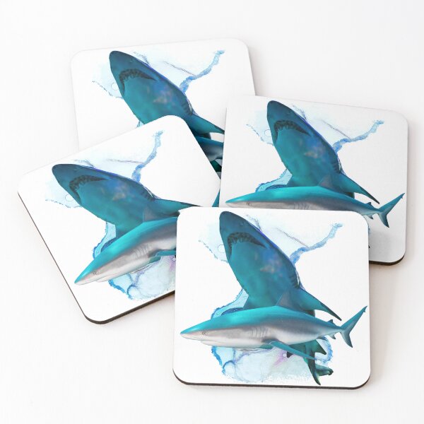 Item preview, Sharks swimming together The Blue Shark  designed and sold by Abstractdiva.