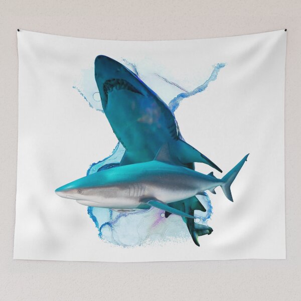 Item preview, Sharks swimming together The Blue Shark  designed and sold by Abstractdiva.