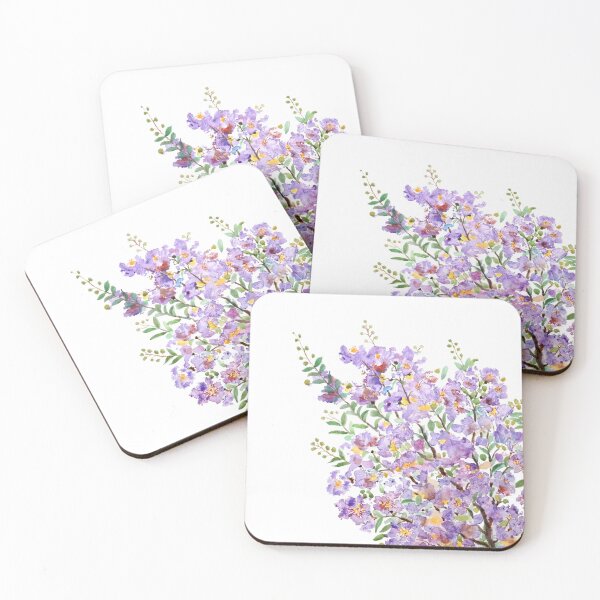 Item preview, hand painted purple crape myrtle watercolor flowers designed and sold by ColorandColor.