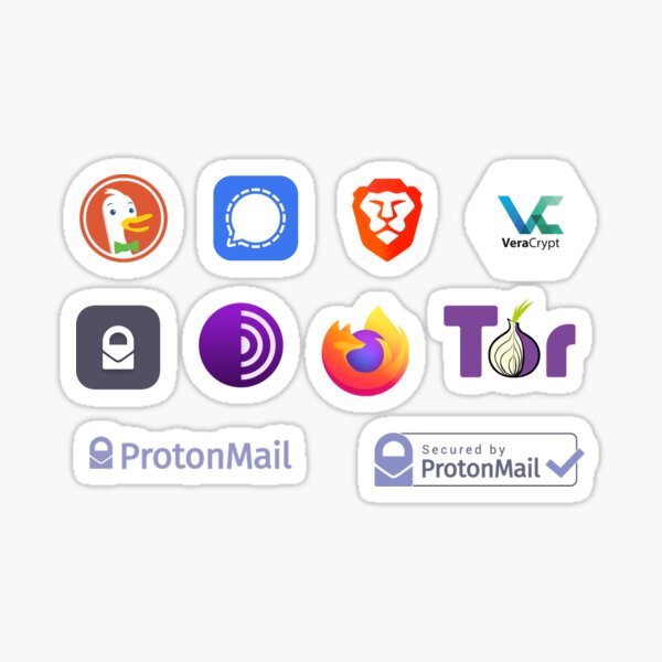 Privacy sticker pack number 2 - Signal Firefox brave Tor ProtonMail Keepass veracrypt Sticker