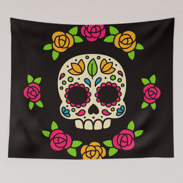 Item preview, Day of the Dead Simple Skull with Roses designed and sold by FunWithChemo.