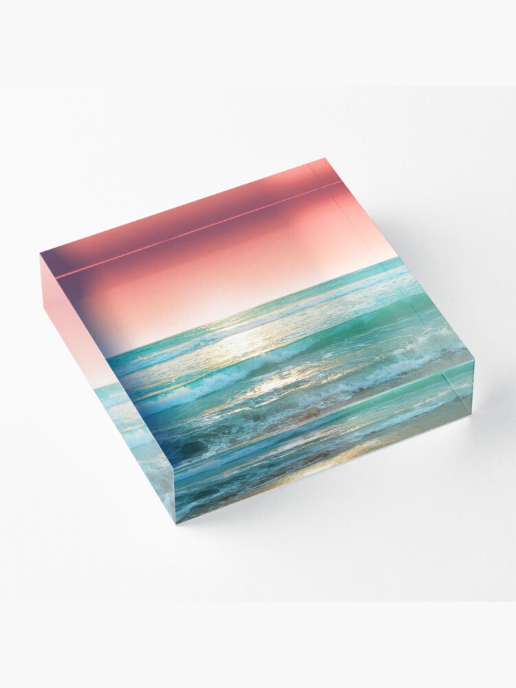 Alternate view of Aqua and Coral, 1 Acrylic Block